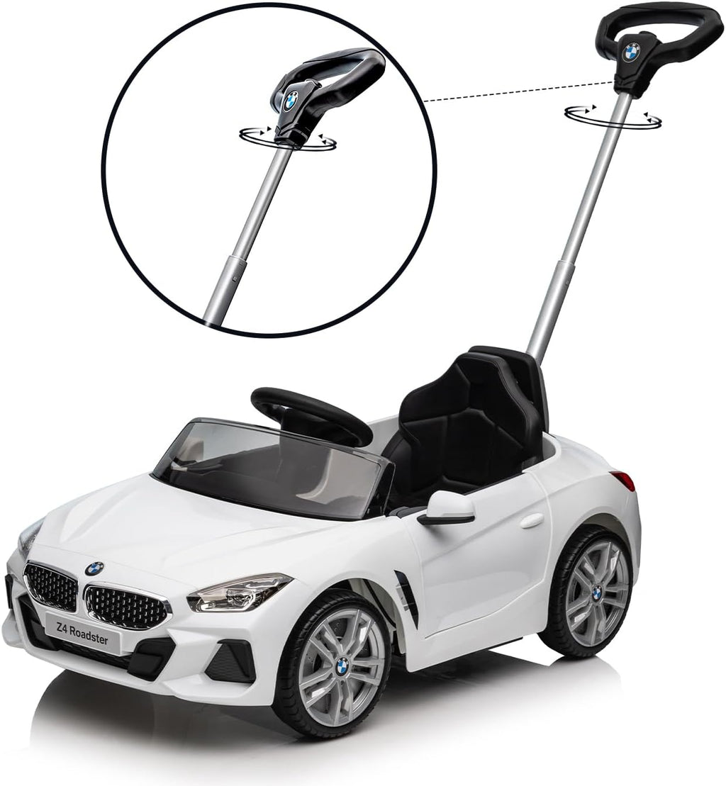 Officially Licensed BMW Z4 Toddler Push Ride-On Car with Adjustable Push Handle, Music Horn & Silent Wheels