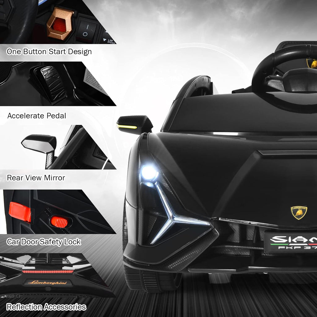 12V Licensed Lamborghini Sian Kids Electric Ride-On Car with Parent Remote, Spring Suspension & MP3 Player