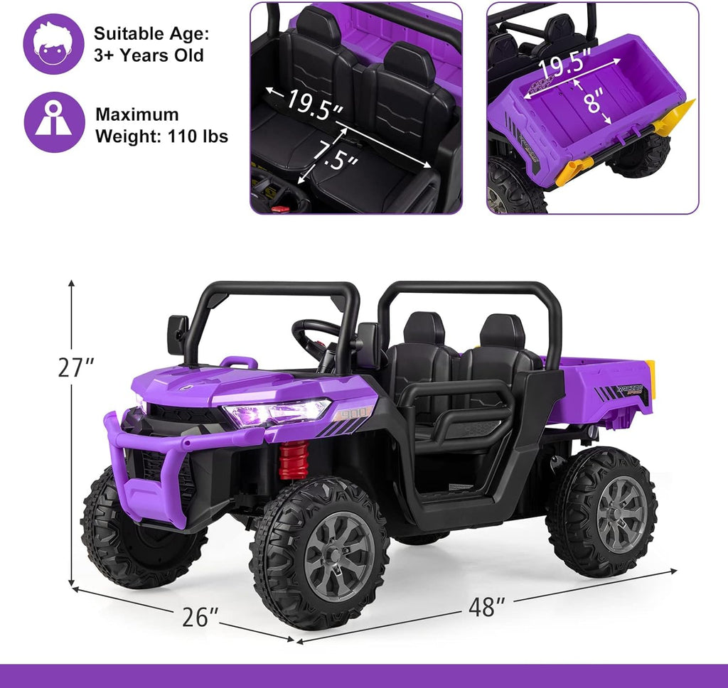 12V 2-Seater Kids Electric Ride-On UTV with Parent Remote, Dump Bed, Music & Rocking Function