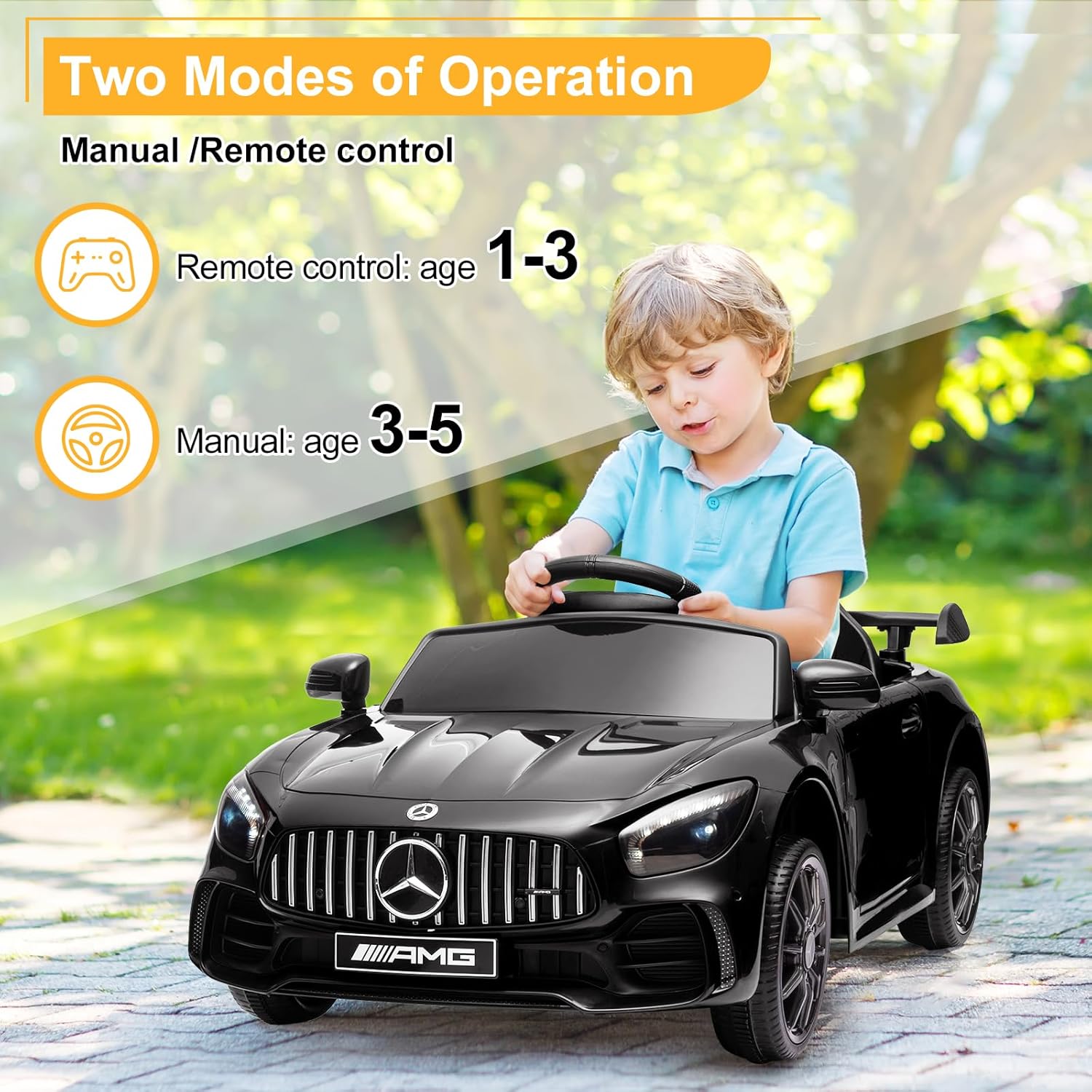 Licensed Mercedes-Benz AMG GTR 12V Kids Ride-On Car with Parent Remote Control