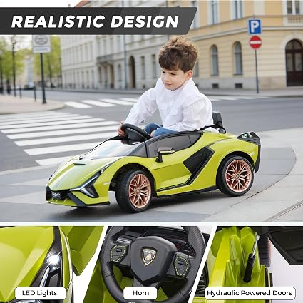 12V Licensed Lamborghini SIAN Kids Electric Ride-On Car with Parent Remote, LED Lights & Safety Belt