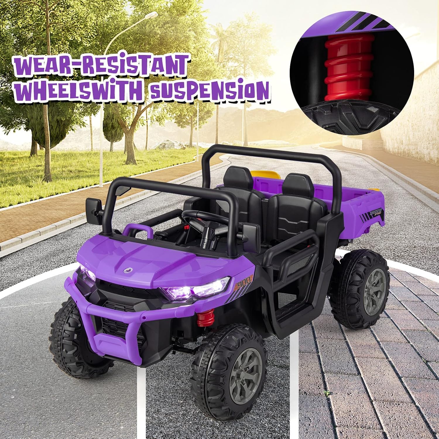 12V 2-Seater Kids Electric Ride-On UTV with Parent Remote, Dump Bed, Music & Rocking Function