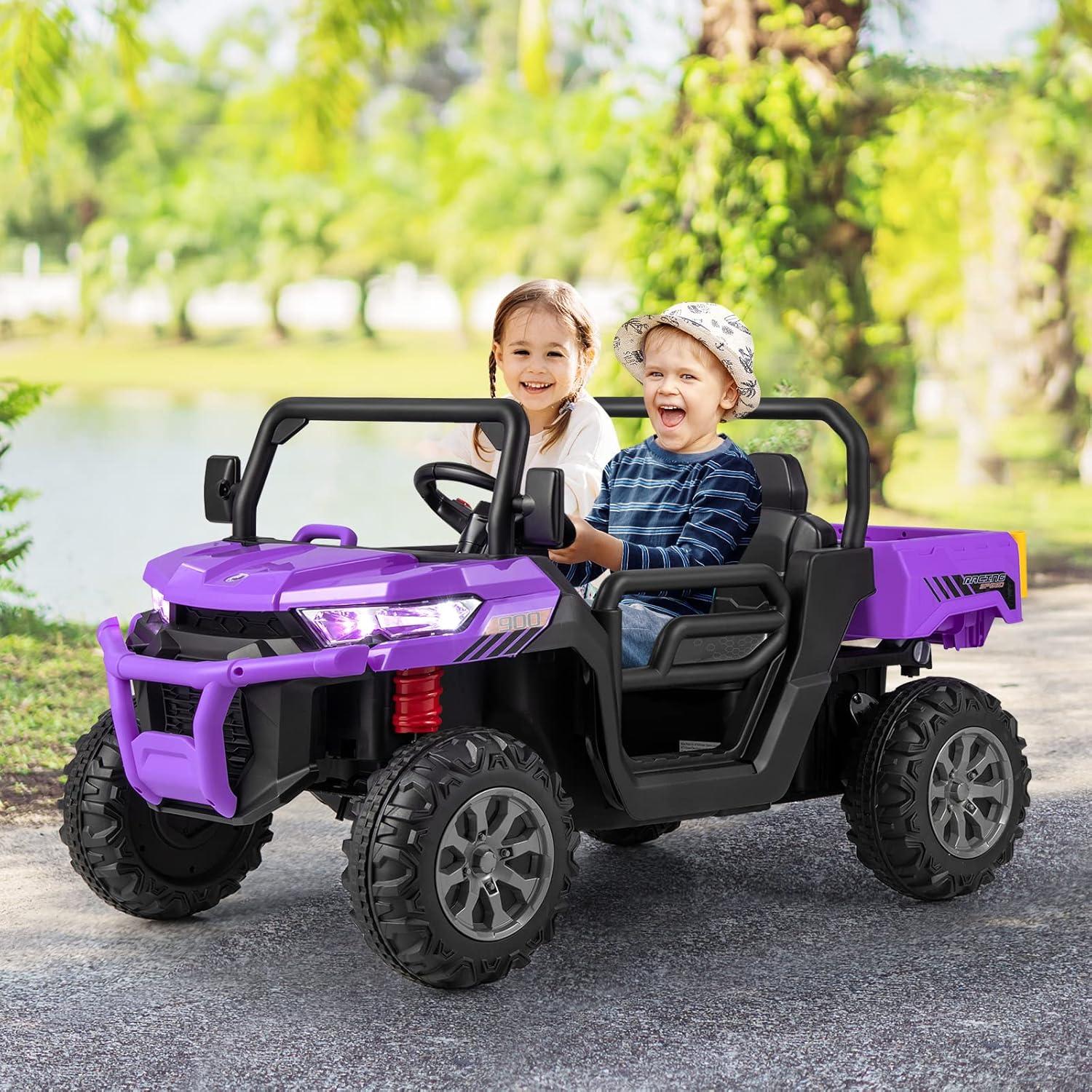 12V 2-Seater Kids Electric Ride-On UTV with Parent Remote, Dump Bed, Music & Rocking Function