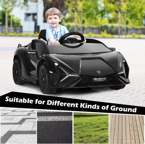 12V Licensed Lamborghini Sian Kids Electric Ride-On Car with Parent Remote, Spring Suspension & MP3 Player