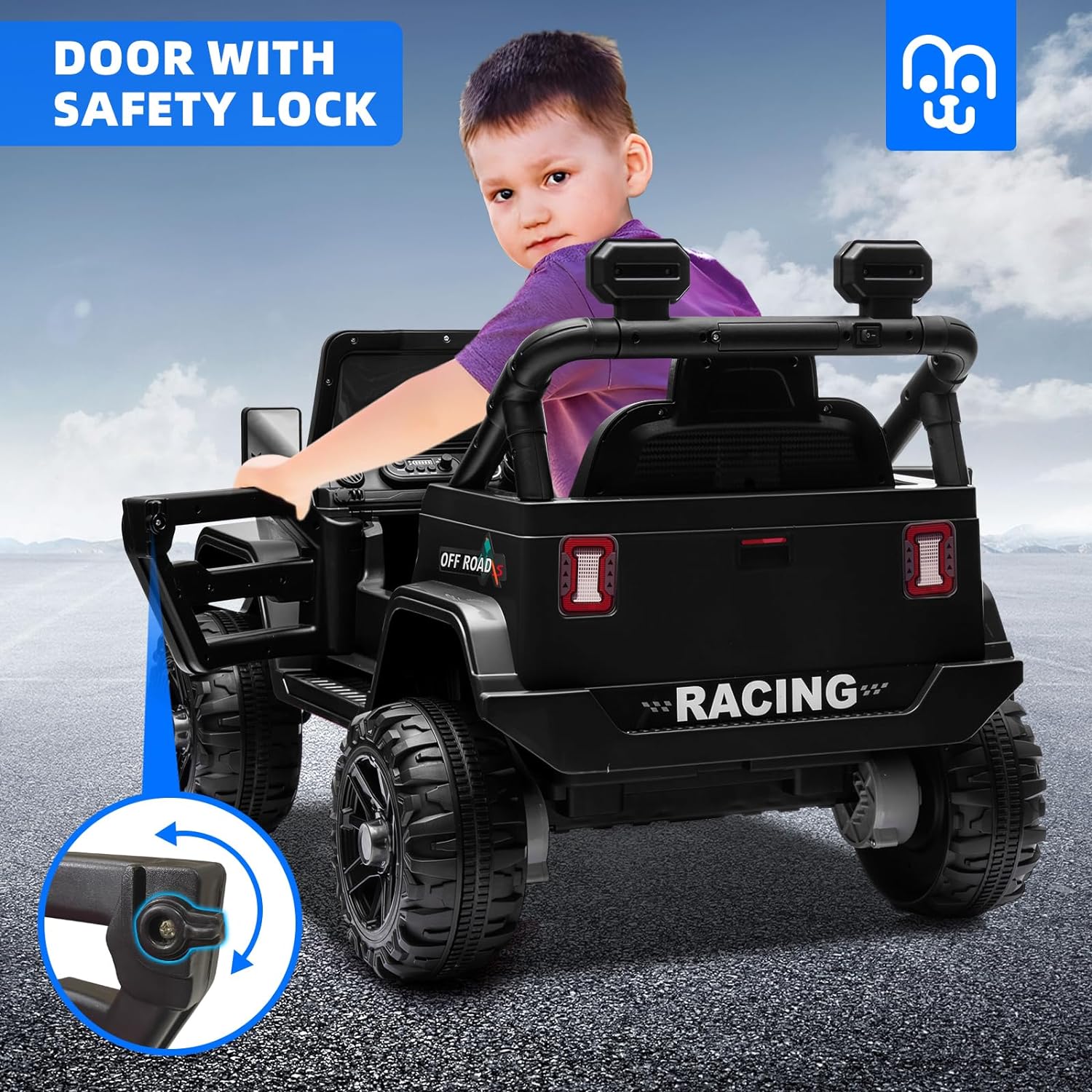 12V Kids Electric Ride-On Truck with Parent Remote, Dual Motors, Bluetooth Music & LED Lights
