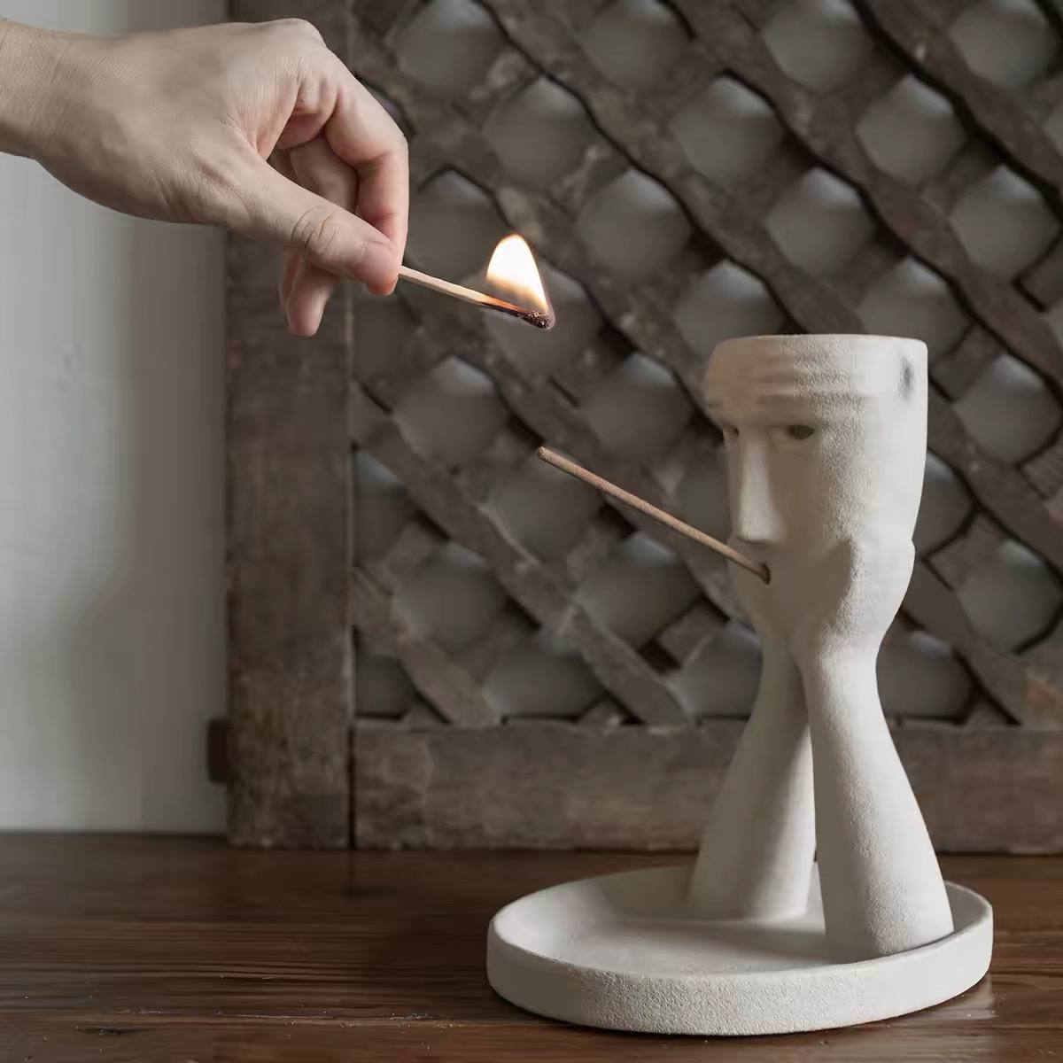 Abstract Face Incense Holder & Ash Catcher - Modern Minimalist Home Decor