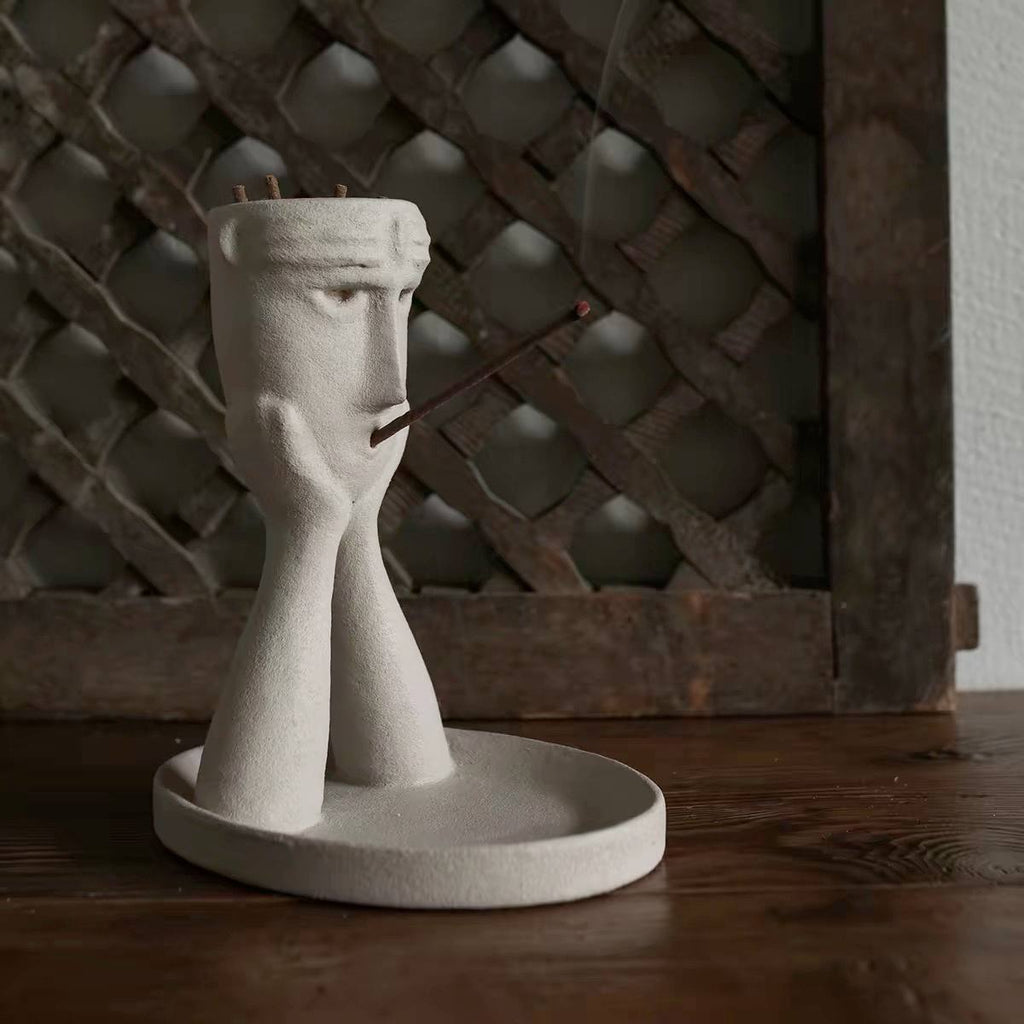 Abstract Face Incense Holder & Ash Catcher - Modern Minimalist Home Decor
