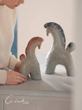 Set of 2 Rustic Abstract Horse Statues