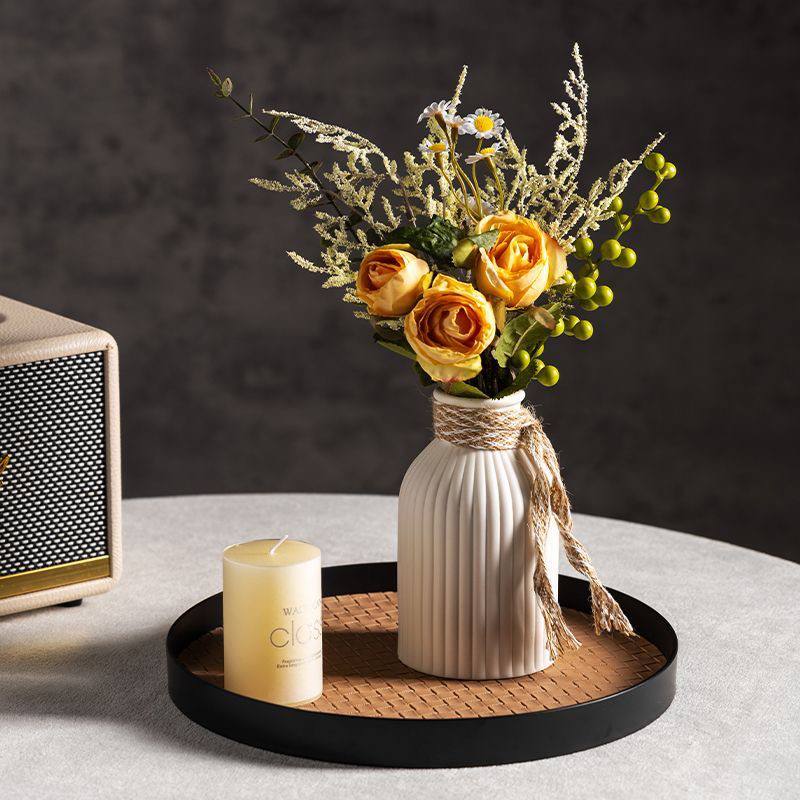 Mini Rustic Ribbed Vase (FREE Dried Flowers Included!)