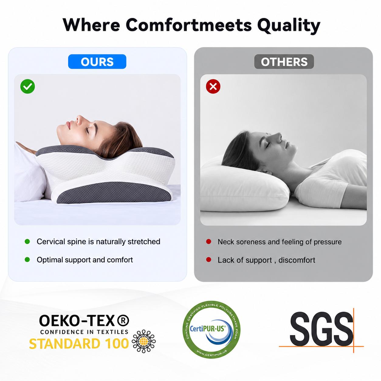 Vipfree Cervical Cooling Ergonomic Pillow